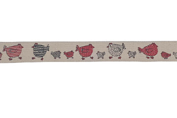 Webband "Hühner", beige, 0,5 m